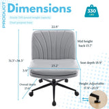 Criss Cross Chair with Wheels & pegs,Dual-Base Wide Armless Comfy Desk Chair Cross Legged,Adjustable 25100756
