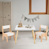 White & Wood Tone Kids Table and 2 Chairs Set, MDF, 60*60*44cm 11132323