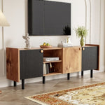 ZUN Mid Century TV Stand 3 Cabinets, Media Console Table for TVs up to 70'', Entertainment Center N710P180186P