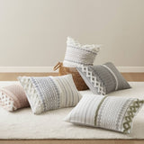 3 PCS Full/Queen Cotton Printed Comforter Set with Chenille Sage/Ivory B035P319203