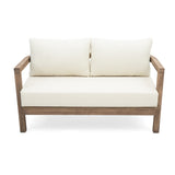 2 - Person Outdoor Acacia Wood Patio Seating Group with Cushions and Coffee Table for Porch, Garden, 73169.00BBGE