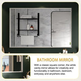 ZUN 40x30inch Glossy White Rectangular-Mounted Beveled Bathroom Mirror,Square Angle Metal Frame W2091128136