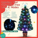 ZUN Pre-lit Optical Fiber Christmas Artificial Tree 4-Piece Set, Christmas Garland, Wreath and set of 2 93948473