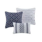 7 Piece Jacquard Comforter Set Navy Cal King B03597210