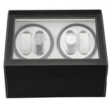 ZUN Black Leather Watch Winder Storage Auto Display Case Box 4 6 Automatic Rotation 53056422