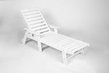 Lounge Chair Outdoor with Wood Texture, Oversized Chaise Chair with 5 Positions, HDPE, Patio W2103P254599