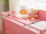 Pink painted MDF wood, three-drawer children's bed, 90.5*58*92cm, with safety belt and changing 87456893