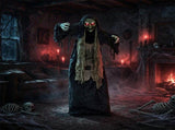 5.3 FT Standing Hunchback Witch Animatronic Halloween Decoration with Movable Head & Arms, Dual 97431426