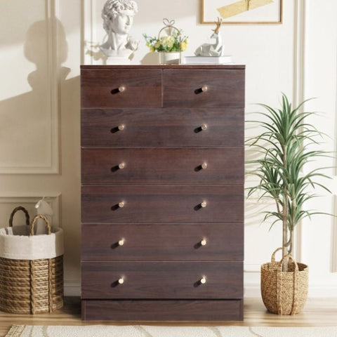 ZUN Modern Simple 7-Drawer Dresser Brown 01434832