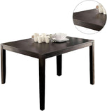 ZUN Brushed Black Solid wood 5pc Dining Set Table And 4x Chairs Brown Fabric Cushions Seats X-Cross Back B011P214984