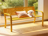 47in PVC Mesh Backrest Iron Bench Yellow 10995286