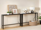 2 Pack 39.4" Narrow Console Sofa Table with Power Outlets and USB Ports, Long 77582653