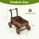 27" Decorative Wooden Wagon Cart with Handle Wheels 37746695