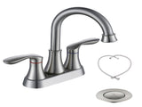 2-Handle 4-Inch Brushed Nickel Bathroom Faucet, Bathroom Vanity Sink Faucets with Pop-up Drain and 10185428