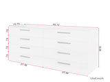 8-drawer particleboard cabinet with melamine finish 55.1*31.5*15.7in White 58333905