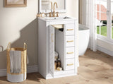 24" Bathroom Vanity with Integrated Ceramic, Bathroom Cabinet with 1 Door, 3 Drawers, Single N710P341038K
