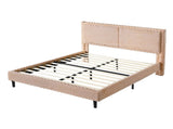 Simple Modern Camel Plush Soft Bed Comfortable Backrest Bedroom Bed,Queen N769P292572E