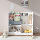 ZUN Kids Bookshelf and Toy Organizer, 3 Tier Bookshelf for, Fabric Toddler Bookcase Book Shelf for 96673789