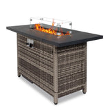 ZUN 43-Inch Fire Table,50000 BTU Gas Firepit with Volcanic Stone Black 42383466