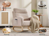 Modern Accent Rocking Chair Rocking Chair with Solid Wood Legs, Upholstered Nursery Glider Rocker, 86838608
