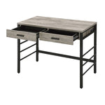 ZUN Light Weathered Oak and Black Writing Desk with 2 Drawers B062P184545