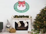36in Pre-lit Outdoor Christmas Wreath Decoration, Lighted Metal Wreath with Red Bow, Remote Control 35600914