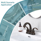 Bathroom Faucet 2-Handle Oil Rubbed Bronze Aerator, Swan Style 4-inch Centerset Vanity Sink T3177P277485