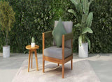 Acacia Wood Outdoor Club Chair with Handwoven Rope Accents & Curved Backrest - Water-Resistant Boho N767P265743E