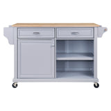 Cambridge Natural Wood Top Kitchen Island with Storage W914107254