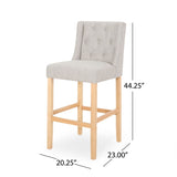 Vienna Contemporary Fabric Tufted Wingback 31 Inch Counter Stools, Set of 2, Light Grey and Natural 64854.00LGRY