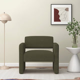 ZUN Green single sofa chair, upholstered comfortable chair with armrests, for dining room/bedroom/living W487P183021