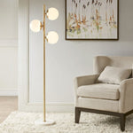 ZUN 3-Globe Light Floor Lamp with Marble Base B03599272