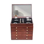 ZUN Large Jewelry Organizer Wooden Storage Box 6 Layers Case with 5 Drawers, Brown 17065798