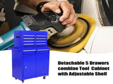 Detachable 5 Drawer Tool Chest with Bottom Cabinet and One Adjustable Shelf--Blue 35102521