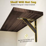 Rustic Corner Floating Shelves 4 Pack - Paulownia Wood Wall Shelves with Triangular Metal Brackets, 04436282