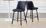 ZUN Modern Black PU Bar Stool - Gold Decorated Legs with Comfortable Resting Beam.Set of 2 W1151P210453