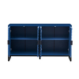 U-Style Storage Cabinet Sideboard Wooden Cabinet with Stunning Water Wave Door Design, Rubberwood N711P205934V