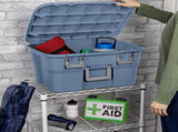 (2 pack) 14 Gallon Footlocker Storage Bin, Heavy Duty Plastic Storage Trunk Container, Lockable with 41842370