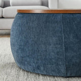 Round Storage Ottoman, 2 in 1 Function, Work as End table and Ottoman,with small seat,Dark W487P165698