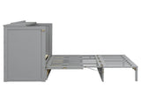 Full Size Murphy Bed with Large Drawers,Gray N708P336203E