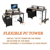 47.27"office desk with power outlet, 2 Monitor Stands and USB Ports,Gaming Desk with Storage W2887P239380