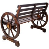 2-Person Wooden Wagon Wheel Bench for Backyard, Patio, Porch, Garden, Outdoor Lounge Furniture W465P222613