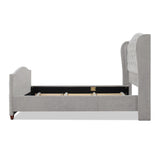Marcella Upholstered Shelter Headboard Bed Set, Queen, Silver Grey Polyester B2719P238216