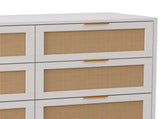 43.31"6-Drawers Rattan Storage Cabinet Rattan Drawer,for Bedroom,Living Room,White W757P234587