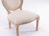 French Style Solid Wood Frame Linen Fabric Oval Back Dining Chair,Set of 2,Cream W162278981