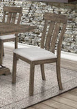 2pc Brown Oak & Gray Fabric Dining Chair Rustic Farmhouse Style Standard Dining Height Upholstered B011P147700