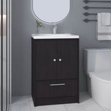 Bathroom Vanity with Sink, 2 Doors, 1 Drawer, Black Wengue B097P350324