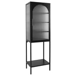 ZUN Stylish Tempered Glass High Cabinet with Arched Door Adjustable Shelves and Feet Anti-Tip Dust-free W1673127678