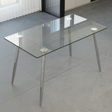 51 x 27.5 x 29.5 Inch ,Glass Dining Table, Modern Rectangular Table with Tempered Glass Tabletop & W2189P255608