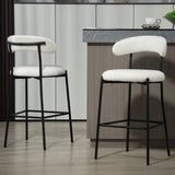 26'' Counter height bar stools Teddy fabric cover kitchen island counter bar stool with black powder W2215P196282